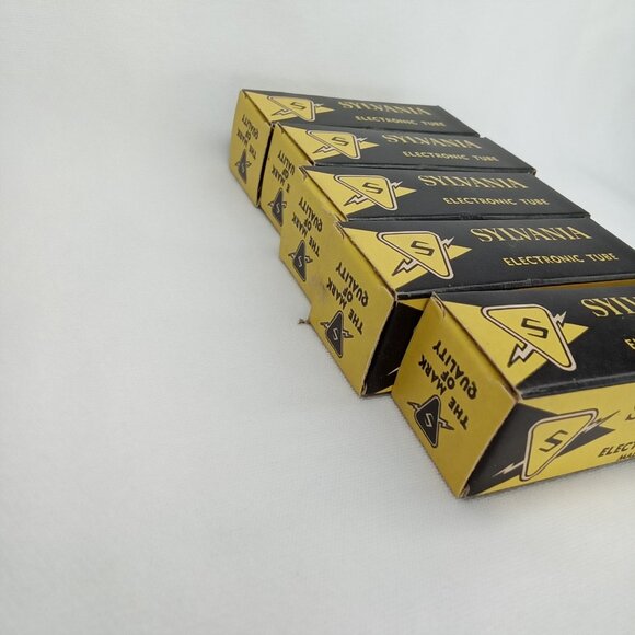 WWII Era Electronic Tube With Box Set Of 5 Sylvania Model 6AX8 NOS NIB 1940s - Picture 9 of 15